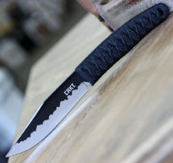 CRKT Nishi 2290, 4.42" 8Cr13MoV Titanium Nitride Plain Blade, Nylon Cord Wrap Handle