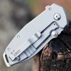 CRKT 2492 Squid Assisted Opening, 2.37" 8Cr14MoV Bead Blast Plain Blade, Stainless Steel Handle -Blade HQ Knife Shop 2492.2 28563.1612467003