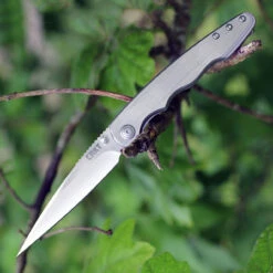 CRKT 7016 Flat Out Framelock A/O, 3.57" 8Cr13MoV SS Plain Blade, Brushed Stainless Handle