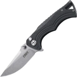 CRKT BT Fighter Button Lock CR5220, 2.856" 8Cr13MoV Plain Blade, Glass Reinforced Nylon Handle