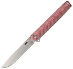CRKT Stylus Spring Assisted Flipper K820BXP, 3.12" 12C27 Sandvik Satin Drop Point Blade, Maroon Aluminum Handle