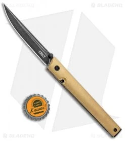 CRKT CEO Liner Lock Blade HQ Exclusive Knife Brass (3.11" Black Stonewash D2) -Blade HQ Knife Shop CRKT Brass CEO LL Black SW BHQ 113987 jr bottlecap