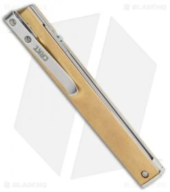 CRKT CEO Liner Lock Blade HQ Exclusive Knife Brass (3.1" Stonewash D2) -Blade HQ Knife Shop CRKT Brass CEO LL SW BHQ 113999 jr side