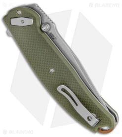 CRKT Burnley Butte Deadbolt Lock Assisted Flipper Knife Green G-10 (3.3" SW) -Blade HQ Knife Shop CRKT Burnley Butte Deadbolt Lock Assisted Green G 10 SW BHQ 144096 jr side