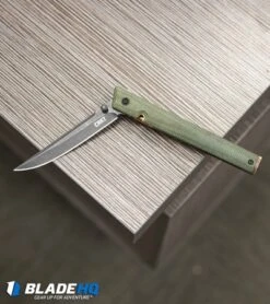 CRKT CEO Liner Lock Knife Green Micarta (3.1" Smokewash D2) BHQ Exclusive -Blade HQ Knife Shop CRKT CEO Liner Lock Knife Green Micarta BHQ Exclusive D2 BHQ 101007 kp desk web