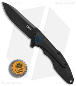 CRKT Caligo Liner Lock Flipper Knife Black Al (3.1" Black) 6215 -Blade HQ Knife Shop CRKT Caligo Black Al black BHQ 76683 er bottlecap