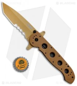 CRKT Carson M16-14DSFG Tanto Flipper Knife Desert Tan G-10 (3.875" Serr) -Blade HQ Knife Shop CRKT Carson M16 14DSFG Tanto Desert Tan Serr BHQ 4980 jr bottlecap