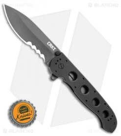 CRKT Carson M21-14G Big Dog Flipper Knife Black G-10 (3.875" Black Serr) -Blade HQ Knife Shop CRKT Carson M21 14G Big Dog Flipper Knife Black G 10 3.875 Gray Serr BHQ 3149 LS Bottlecap