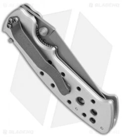 CRKT Crawford Kasper Professional Liner Lock Knife Silver (3.75" Gray Serr) 7728 -Blade HQ Knife Shop CRKT Crawford Kasper Professional LL Silver Gray Serr 7728 BHQ 75702 jr side