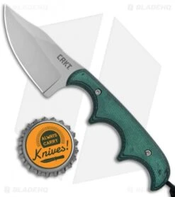 CRKT Folts Minimalist Bowie Fixed Blade Knife (2.15" Bead Blast) -Blade HQ Knife Shop CRKT Folts Minimalist Bowie Neck Knife Black Green Micarta BB 2387 BHQ 7033 jr bottlecap
