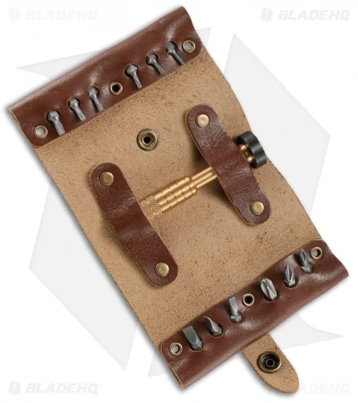 CRKT Wu Hex Bit Driver Tool Roll - Leather/Brass 9911 CRKT Wu Hex Bit Driver Tool Roll - Leather/Brass 9911 -Blade HQ Knife Shop CRKT Hex Bit Driver Tool Roll Leather Brass 9911 BHQ 119373 jr