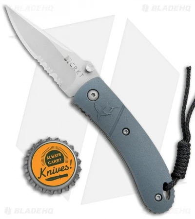 CRKT Lightfoot Urban Shark Liner Lock Knife Gray (2.5" Satin Serr) CRKT Lightfoot Urban Shark Liner Lock Knife Gray (2.5" Satin Serr) -Blade HQ Knife Shop CRKT Lightfoot Urban Shark LL Gray Satin Serr LUS 11 BHQ 75703 jr bottlecap