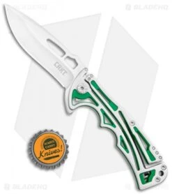 CRKT Nirk Tighe 2 Knife Green Stainless Steel (3.2" Satin) 5241 -Blade HQ Knife Shop CRKT Nirk Tighe 2 Green SS Satin 5241 BHQ 119341 jr bottlecap