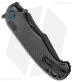 CRKT PSD Liner Lock Spring Assisted Knife Black G-10 / CF (3.6" Black Serr) -Blade HQ Knife Shop CRKT PSD CF G 10 Base LL DP Black BHQ 138951 jr side