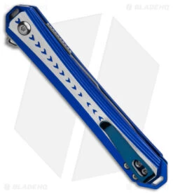 CRKT Stickler Liner Lock Assisted Flipper Knife Blue Aluminum (3.4" Satin) -Blade HQ Knife Shop CRKT Stickler LL Assisted Flipper Knife Blue Aluminum 2in Satin BHQ 145866 td side