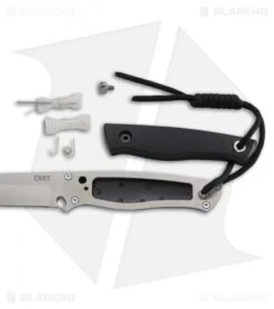 CRKT TSR Terzuola Survival Rescue Fixed Blade Knife Black GFN (4.3" Satin ) 2061 -Blade HQ Knife Shop CRKT T SR Terzuola survival rescue black GFN satin 2061 BHQ 51818 er side open