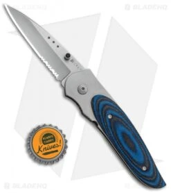 CRKT Viele Wasp Liner Lock Knife Black/Blue G-10 (2.8" Bead Blast Serr) 8012 -Blade HQ Knife Shop CRKT Viele Wasp LL Black Blue G 10 BB Serr 8012 BHQ 87017 jr bottlecap