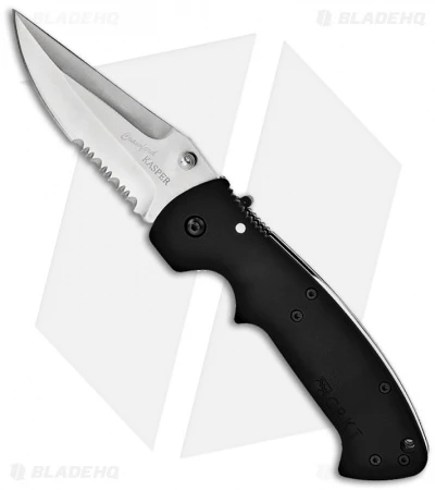 CRKT Crawford Kasper Liner Lock Knife (3.75" Satin Serr) 6783SZ CRKT Crawford Kasper Liner Lock Knife (3.75" Satin Serr) 6783SZ -Blade HQ Knife Shop crkt 6783sz black folder serr crawford kasper