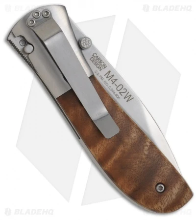 CRKT Carson M4-02W Knife w/ Burl Wood Handle (3.25" Satin Plain) M4-02 CRKT Carson M4-02W Knife W/ Burl Wood Handle (3.25" Satin Plain) M4-02 -Blade HQ Knife Shop crkt carson m4 02w back
