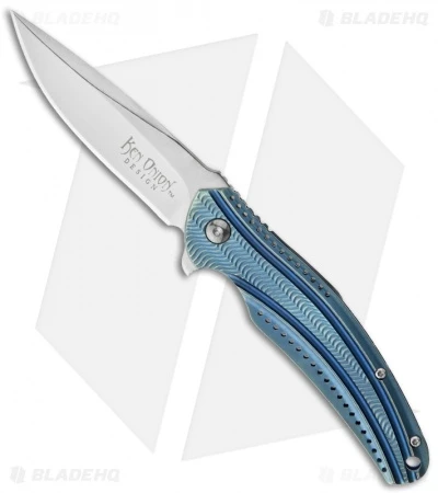 CRKT Ken Onion Ripple Frame Lock Knife Blue (3.125" Satin) K405BXP CRKT Ken Onion Ripple Frame Lock Knife Blue (3.125" Satin) K405BXP -Blade HQ Knife Shop crkt ken ontion ripple blue folding knife satin plain