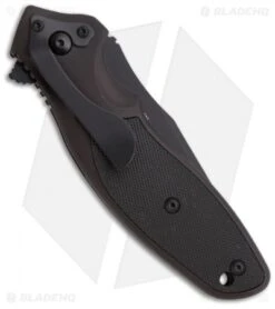 CRKT Shenanigan Tanto Liner Lock Knife Black Aluminum (3.25" Black Serr) K490KKS -Blade HQ Knife Shop crkt onioin shenanigan k490kks back