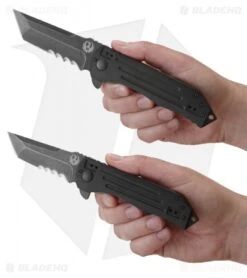 CRKT Ruger Knives 2-Stage Compact Tanto Flipper Knife (3.25" Black Serr) R2104K 2 CRKT Ruger Knives 2-Stage Compact Tanto Flipper Knife (3.25" Black Serr) R2104K -Blade HQ Knife Shop crkt ruger r2103k hand cm