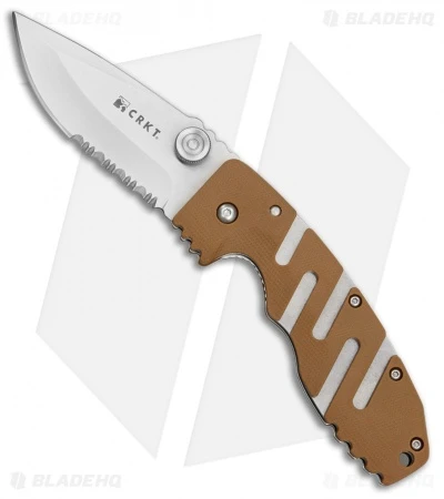 CRKT Ryan Seven Liner Lock Knife Tan (3.5" Satin Serr) 6813D CRKT Ryan Seven Liner Lock Knife Tan (3.5" Satin Serr) 6813D -Blade HQ Knife Shop crkt ryan seven tan serr 6813D BHQ 43798 dl