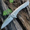 CRKT 6130 Jettison, Satin Plain Blade, Stonewash Stainless Steel, Frame Lock